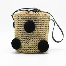 Load image into Gallery viewer, Cherry  Pompon Summer Style Cylinders Handbags