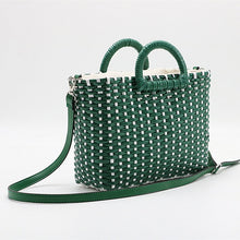 Load image into Gallery viewer, 2019 Hand-woven straw bag green white