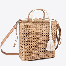 Load image into Gallery viewer, 2 Color Hollow fringed woven straw bag