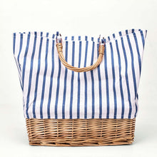 Load image into Gallery viewer, Striped canvas straw bag Large-capacity rattan bag