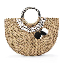 Load image into Gallery viewer, woman fashion New Creative shell moon straw bag