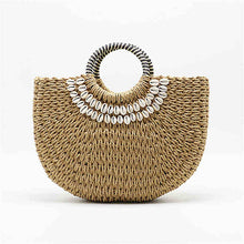 Load image into Gallery viewer, woman fashion New Creative shell moon straw bag