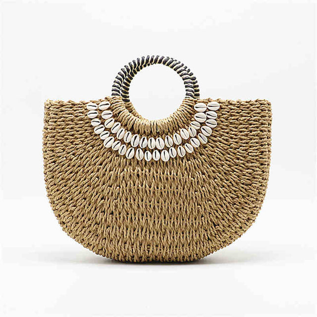 woman fashion New Creative shell moon straw bag